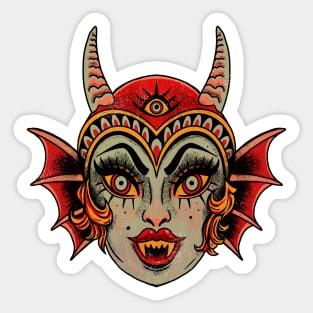 She-Devil Traditional Tattoo Design Sticker